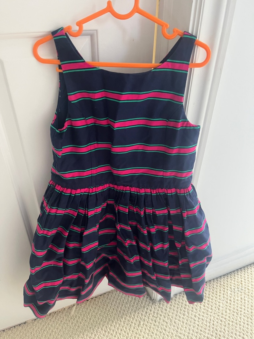 Kids Polo by Ralph Lauren Navy Dress with Pink & Green Stripes